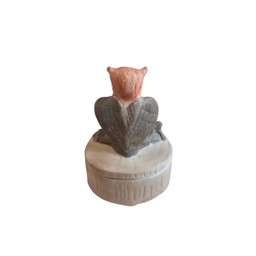 VINTAGE OWL FIGURINE PORCELAIN FIGURE CERAMIC TRINKET BOX BIRD COLLECTIBLE RETRO